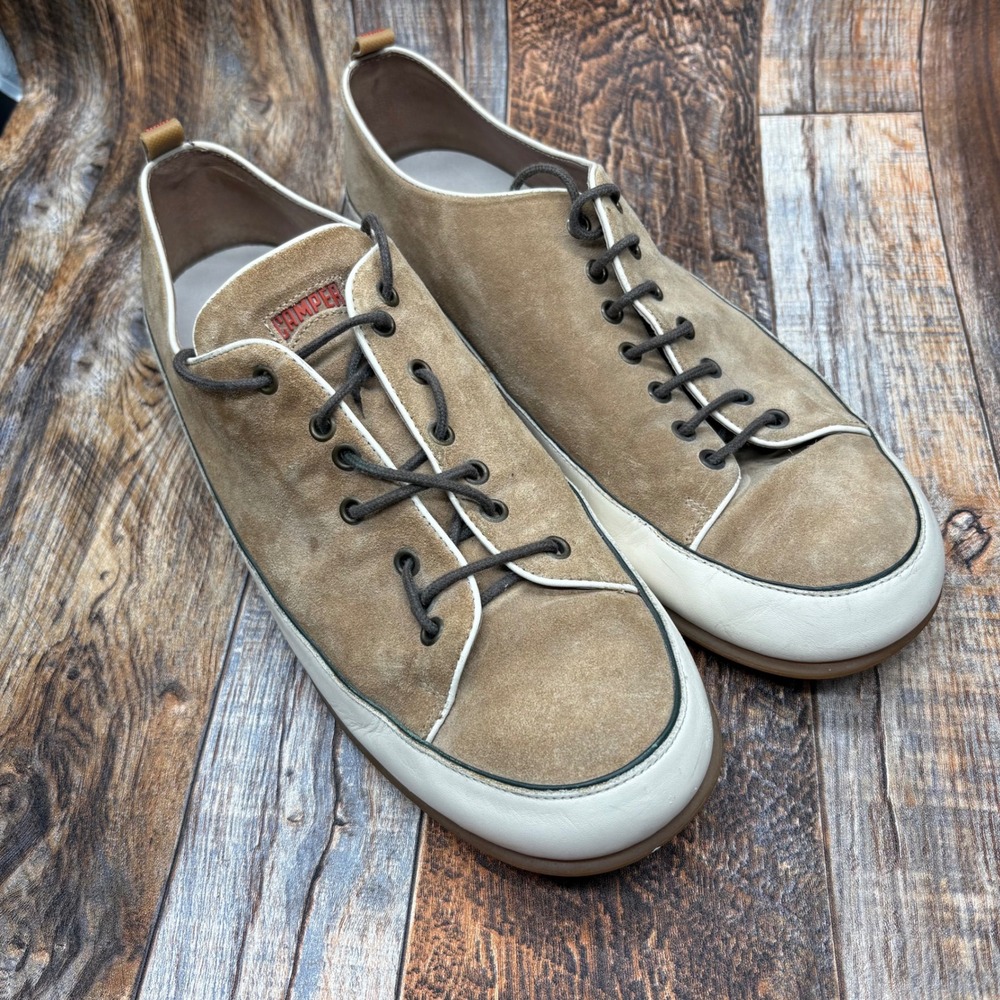 Camper Suede Leather Sneakers‎ Casual Lace Up Shoes Tan Brown Mens Size 13